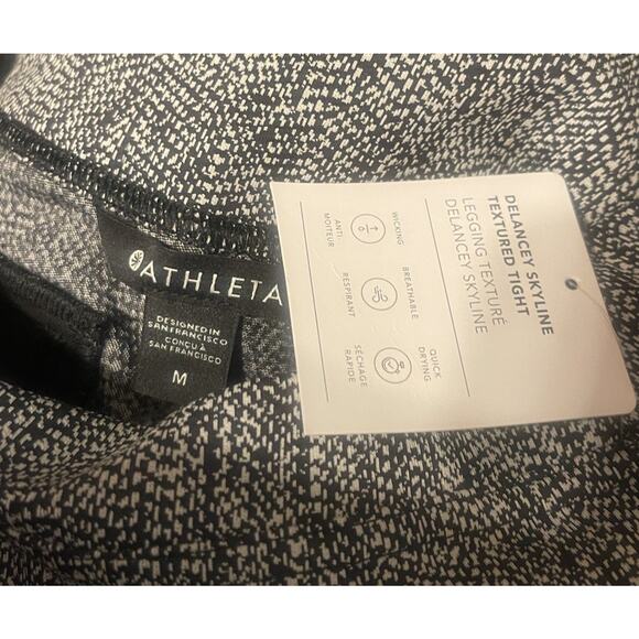 Athleta Women's M Black White Delancey Skyline Stretch Textured Leggings NWT - Picture 3 of 3